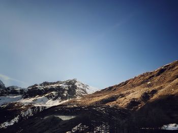 Low angle view of mountain against clear sky