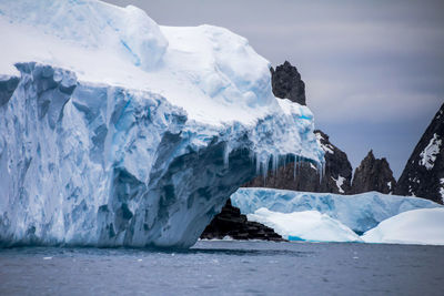 Scenic view of frozen sea against sky