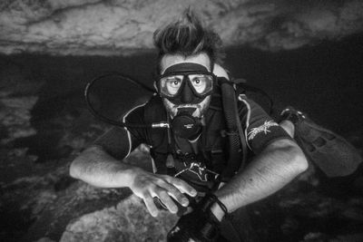 Portrait of man scuba diving in sea