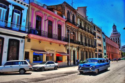 Cars parked in front of building