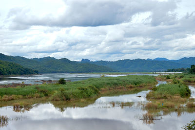 Scenic view of lake against sky