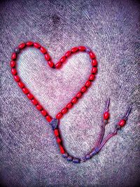 Close-up of heart shape on table