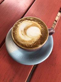 High angle view of coffee on table