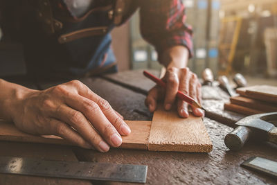 Man working on table