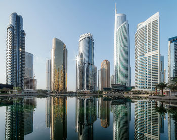 Reflection of buildings in water