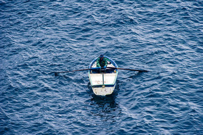 High angle view of boat in sea