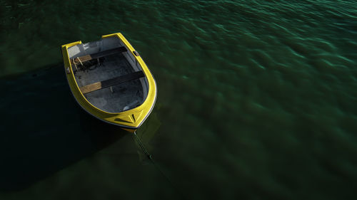 High angle view of boat floating in sea