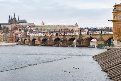 Charles bridge on vltava river in prague, czech republic