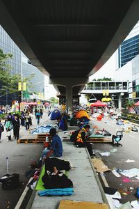Woman standing in city