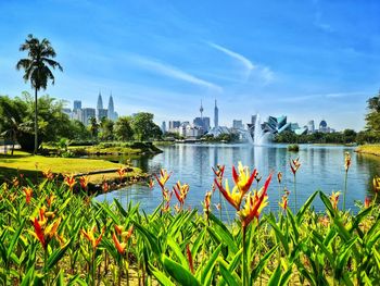 Scenic view of lake against sky