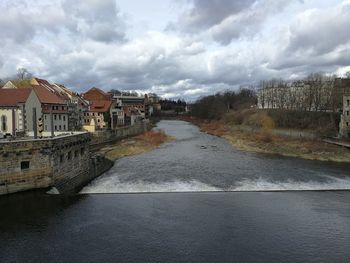 River amidst buildings against sky