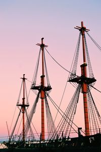 Low angle view of sailboat against clear sky