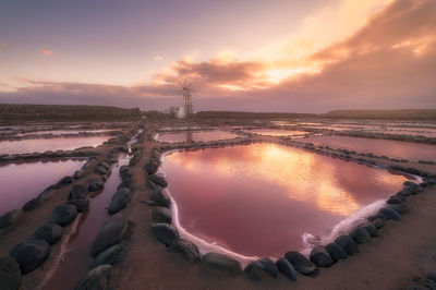 Panoramic view of sea against sky during sunset