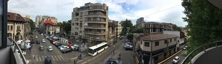 High angle view of street amidst buildings in city