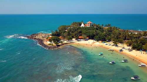 High angle view of sea against sky