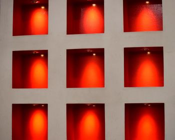 Full frame shot of illuminated red wall