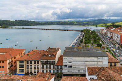 View of the city of san vicente de la barquera in santander, cantabria. spain. 