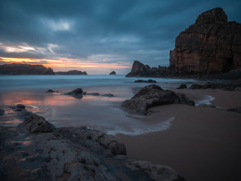 Scenic view of sea against sky during sunset