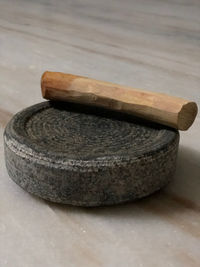 High angle view of bread on table