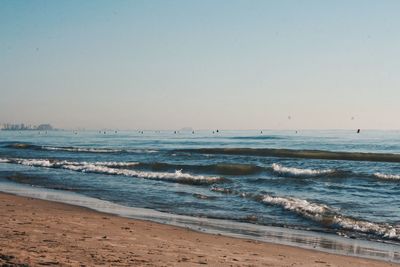 Scenic view of sea against clear sky