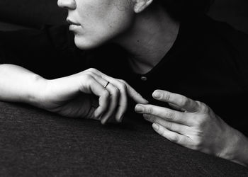Close-up of couple hands