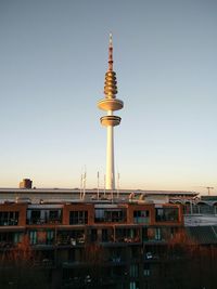 Low angle view of tower against clear sky