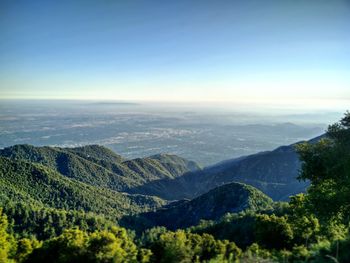 Scenic view of mountains against clear sky