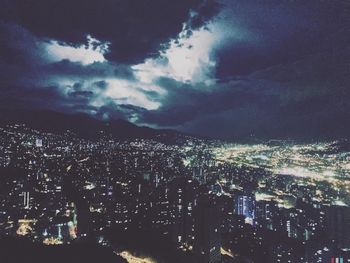 Aerial view of city at night