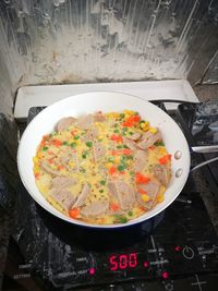 High angle view of food in container