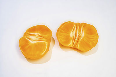 High angle view of orange against white background