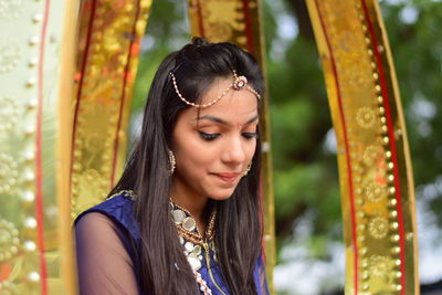 Close-up of beautiful young woman