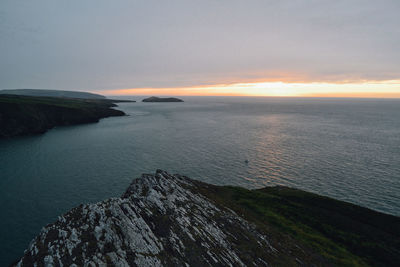 Scenic view of sea at sunset