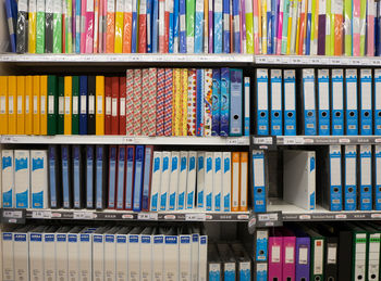 Full frame shot of books in shelf