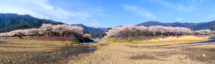 Scenic view of mountains against cloudy sky