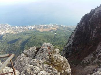 Scenic view of mountain range against sky