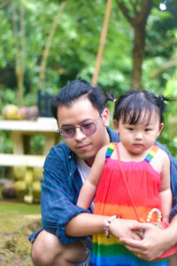 Mother and daughter at park