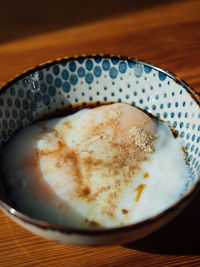 High angle view of coffee on table