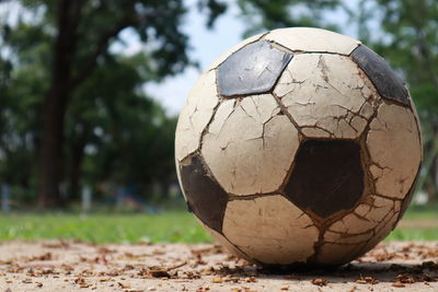 Close-up of ball on field