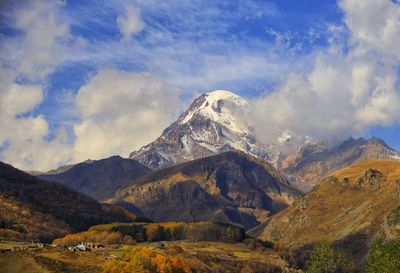 Scenic view of mountains against sky