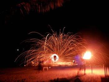 Firework display at night