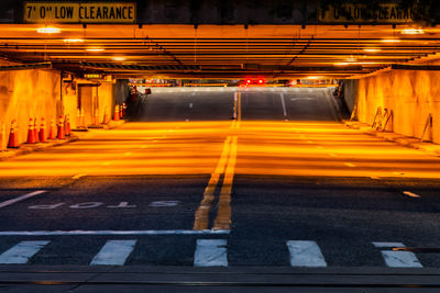 Light trails on road at night