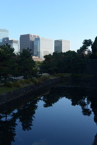 Reflection of buildings in city