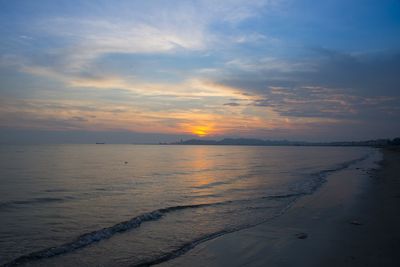 Scenic view of sea against sky at sunset