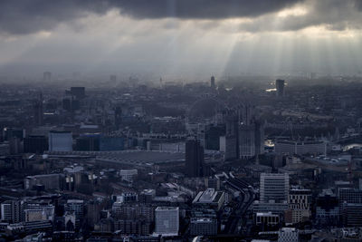 High angle view of buildings in city