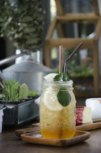 Close-up of drink on table