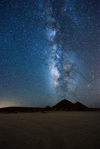 Scenic view of landscape against sky at night