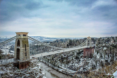 Bridge against sky during winter