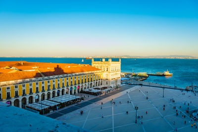 High angle view over commerce square in lisbon