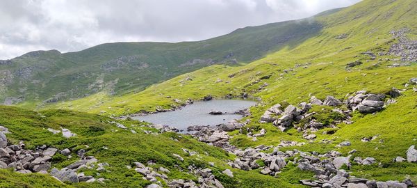 Scenic view of mountains against sky