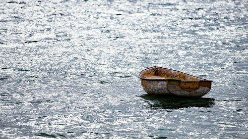 Abandoned boat on beach